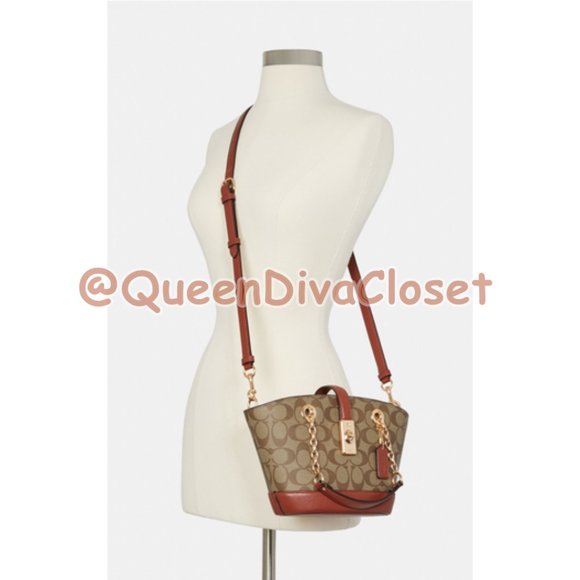 Lane Bucket Bag Purse Satchel Crossbody In Signature Canvas C8597 - Picture 9 of 12